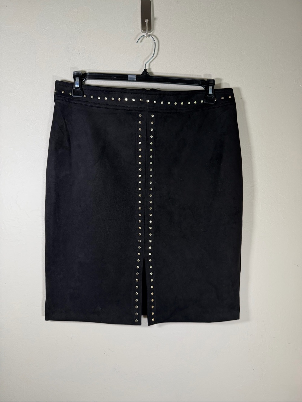 Catherine Malandrino Black Pencil Skirt with Silver Stud Trim